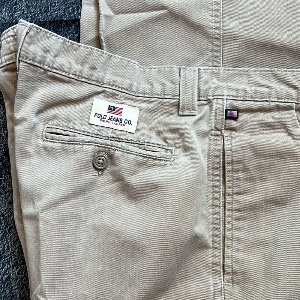Polo by Ralph Lauren vintage mens khaki chinos . Hem is frayed 38x32